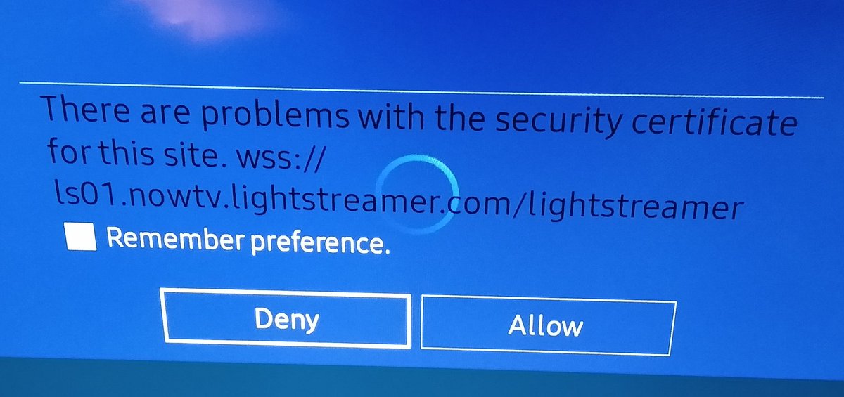 david1000words's tweet photo. @NOWHelpTeam I'm getting this "security certificate" error message. Samsung TV. All other streaming apps are fine. Any idea how to fix, please? https://t.co/ZXBPBre05L