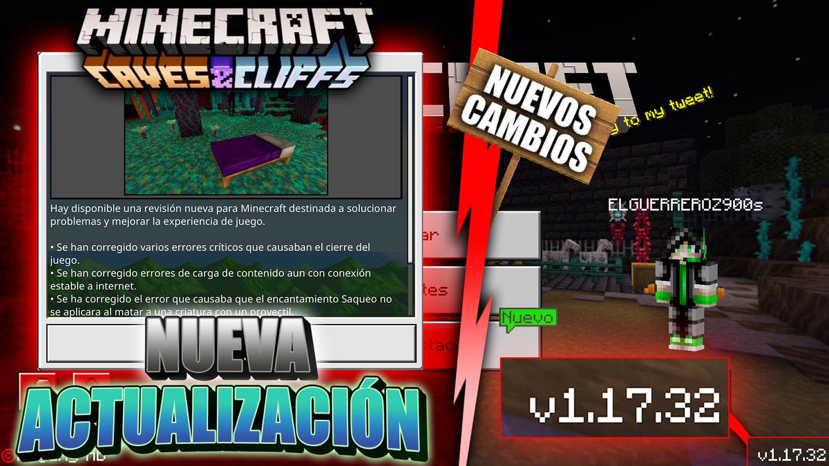 NUEVO MINECRAFT PE 1.17.32 OFICIAL GRATIS youtu.be/S7FawDTHxP0 a través de <a href="/YouTube/">YouTube</a>