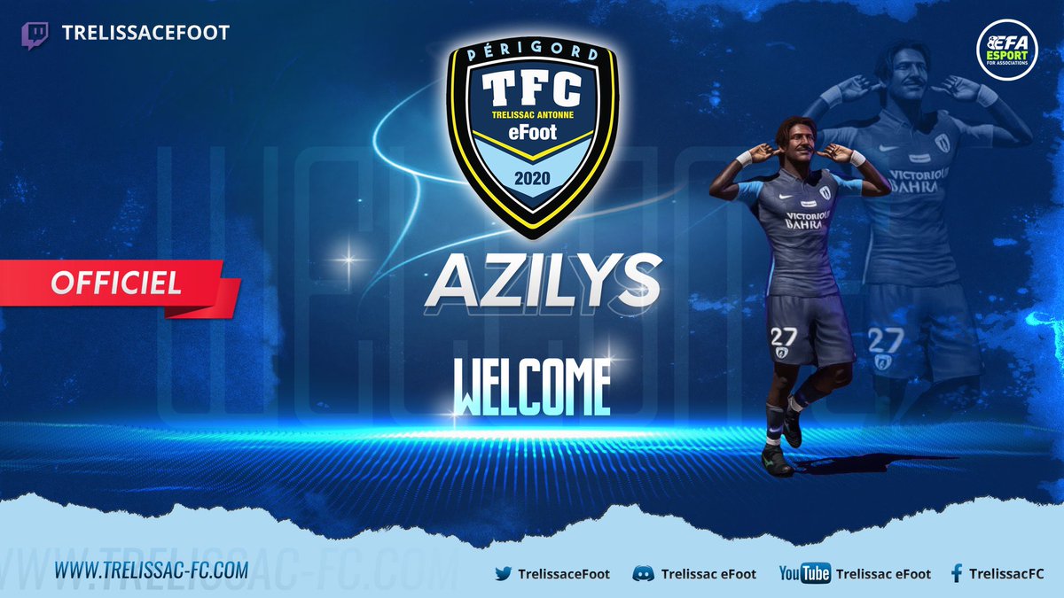 🗞️ Annonce Recrutement 🗞️

Nous avons le plaisir d’annoncer la signature de <a href="/Azilys__/">Azilys 🃏</a> pour la saison #ESPORTFA22 <a href="/eSportFA_FR/">ESPORT FOR ASSOCIATIONS</a>. 

Un défenseur solide, propre à la relance avec un lead de guerrier ! 

@GinoTfc <a href="/TrelissacFC/">Trélissac Antonne Périgord FC</a> <a href="/AlbernyJ/">ALBERNY Johann</a>

Welcome 🔵⚪