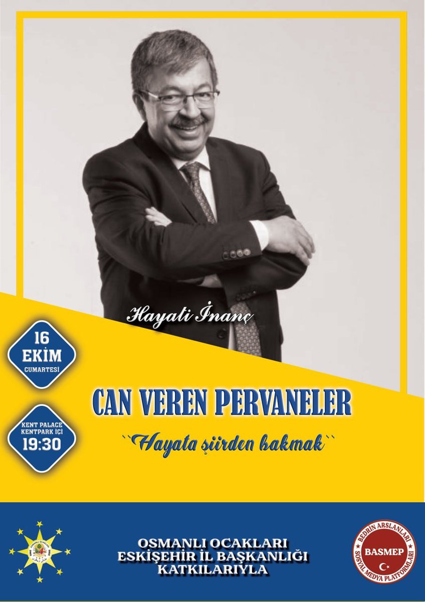 1beyinoglu5581's tweet photo. 📌Osmanlı Ocakları Eskişehir İl Başkanlığı'nın düzenlediği programda, Sohbetlerin Ustası 
@hayatiinanc  hocamızı ağırlıyoruz. 

📌16 Ekim Saat 19:30

📌BedrinArslanları (BASMEP) olarak sporsor olduğumuz bu programa sizleri de davet ediyoruz.
https://t.co/TXprSPHjRj https://t.co/iXapyDVUn2