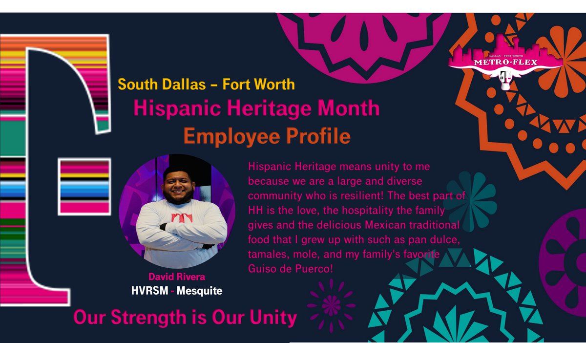 Toby Jones (@tobiastjones) on Twitter photo For today's #MetroFlex #HispanicHeritageMonth Employee Profile, we stay in DFW Metro. Today we celebrate the powerhouse leader of our Mesquite S&R location <a href="/DavidR_NTX/">David Rivera</a> Thank you for all you do! #OurStrengthIsOurUnity #BeYou For today's #MetroFlex #HispanicHeritageMonth Employee Profile, we stay in DFW Metro. Today we celebrate the powerhouse leader of our Mesquite S&R location <a href="/DavidR_NTX/">David Rivera</a> Thank you for all you do! #OurStrengthIsOurUnity #BeYou