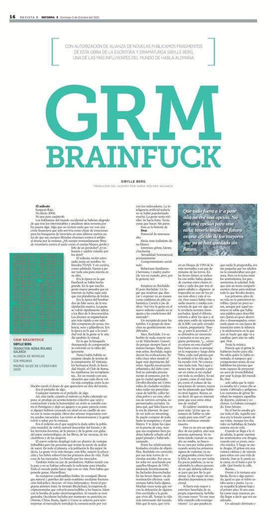 gerardogmo's tweet photo. La autora Sibylle Berg  quien publica en @AdNovelas “GRM Brainfuck", le concedieron el Premio Suizo del Libro 2019. En 2020 se alzó con el Gran Premio Suizo de la Literatura por toda su obra. 

Hoy @Reforma  publicó un fragmento de “GRM Brainfuck”. 

Disfrútenlo. https://t.co/aWABRJPj8L