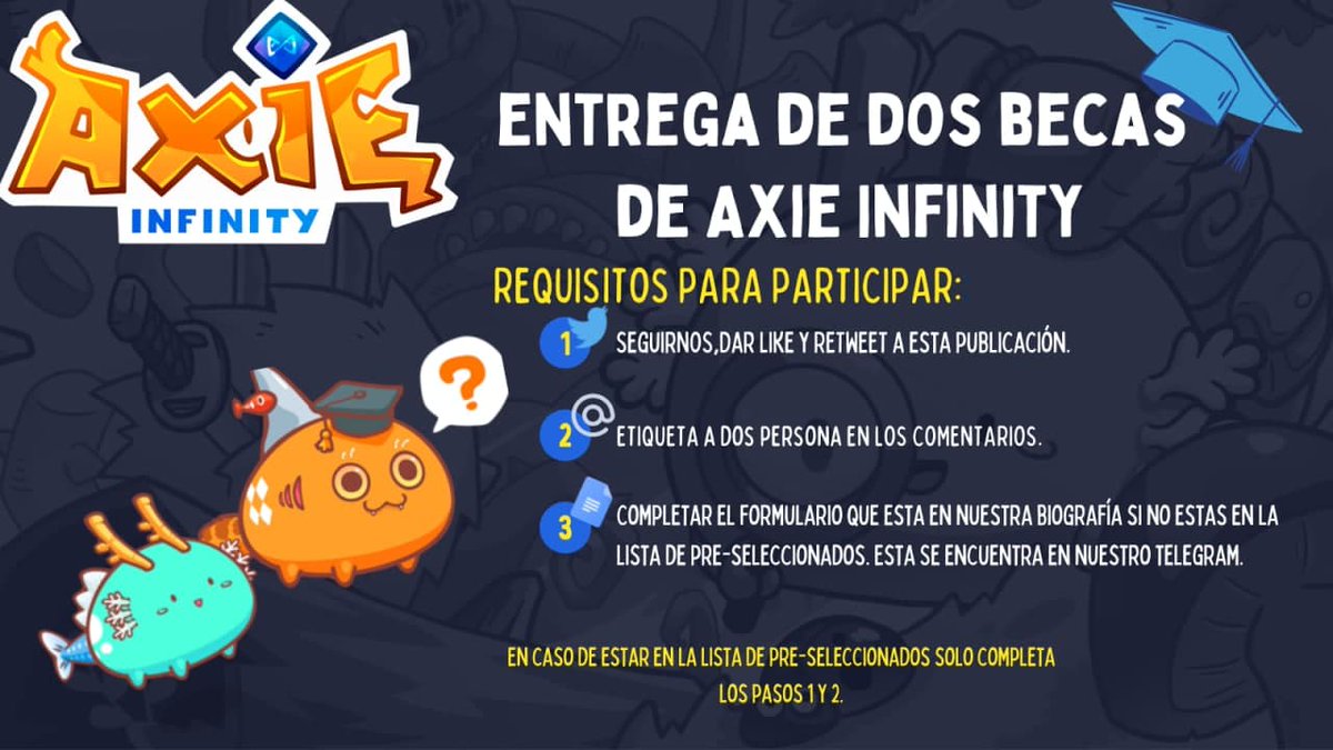 AxieChile's tweet photo. ¡Tenemos nuevas becas ! Por favor seguir los pasos indicados en la imagen. Los resultados se estarán anunciando el día de mañana a las 20 UTC. Suerte a todos 🤟
#AxieInfinity
#AxieScholarship
#AxieInfinityEs
#AxieScholars
@Jihoz_Axie https://t.co/pRaIV3TiXm