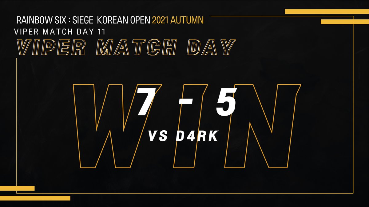 TeamViper_R6's tweet photo. [Korean Open 2021 Autumn Day 11]

우여곡절 끝에 시작한 @D4RK_Esports 와의 별장 경기, 접전 끝에 승리를 쟁취했습니다. 이번 주 경기 모두 승리를 가져오는 쾌거를 이루었습니다! GG!

@rainbow6kr https://t.co/eg0HN2FiRu