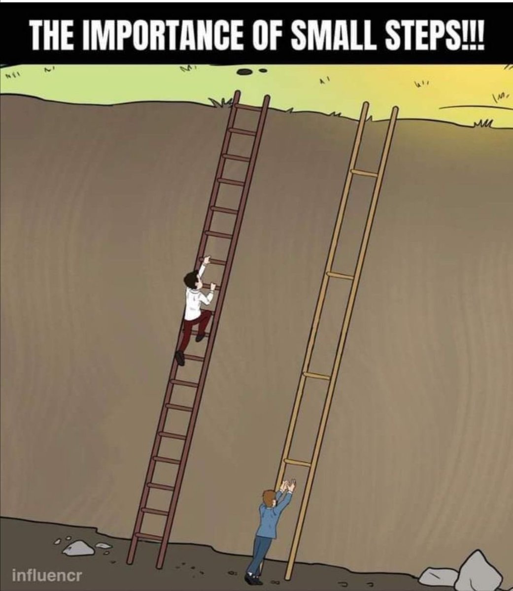 I love this image. I talk with clients all the time about taking small steps. In my experience taking “baby Steps” and taking one day at a time leads to small. Trying to run before you can walk can trip you up as you go. 
 #therapy #mentalhealth #lifecoaching #wellness #wellbeing