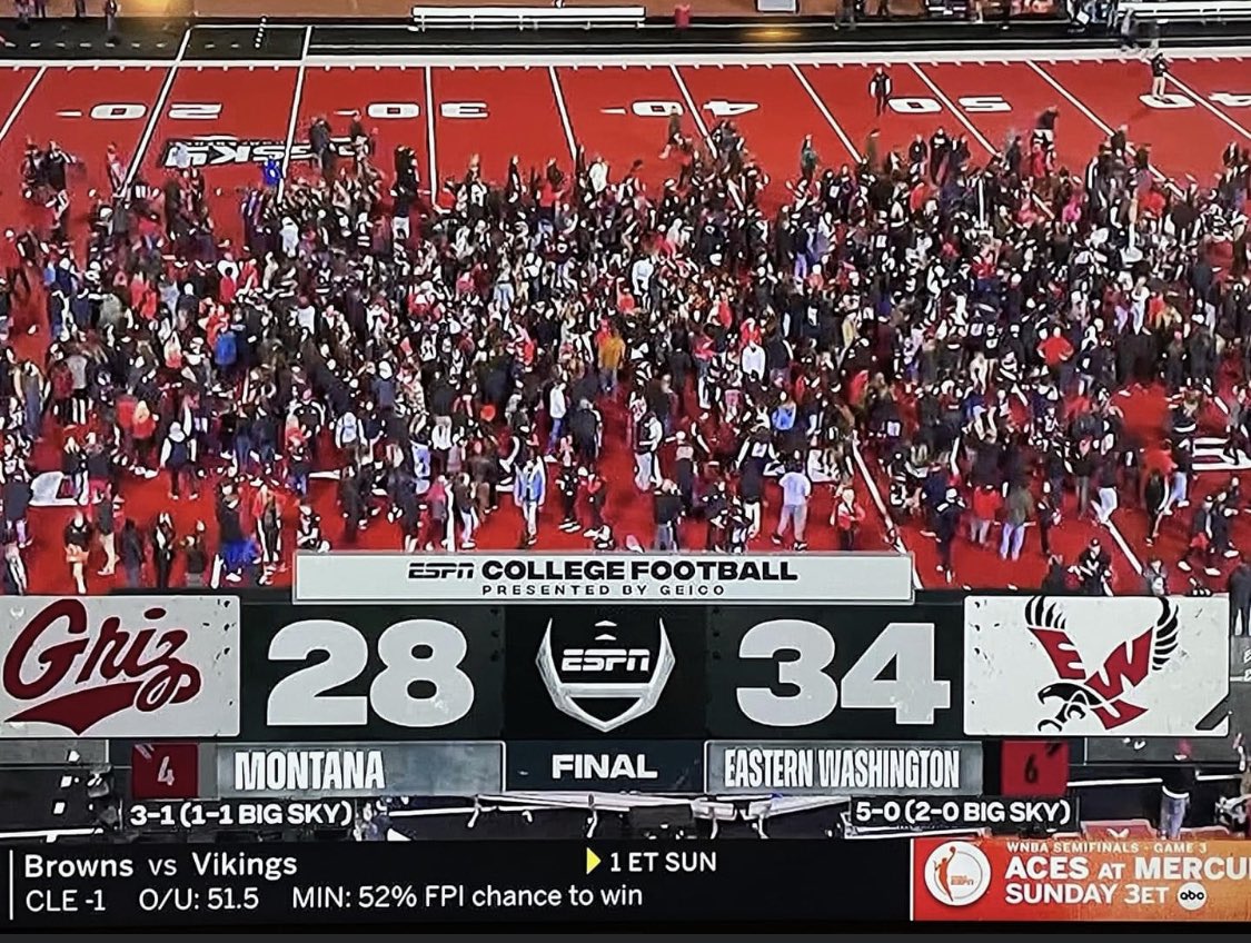 Chris_Rickard's tweet photo. Is it reasonable to say FTG "with all due respect"?  Hell of a game. Really fun quality win for @EWUFootball. #GoEags #redprotected https://t.co/m0iptL9DJw