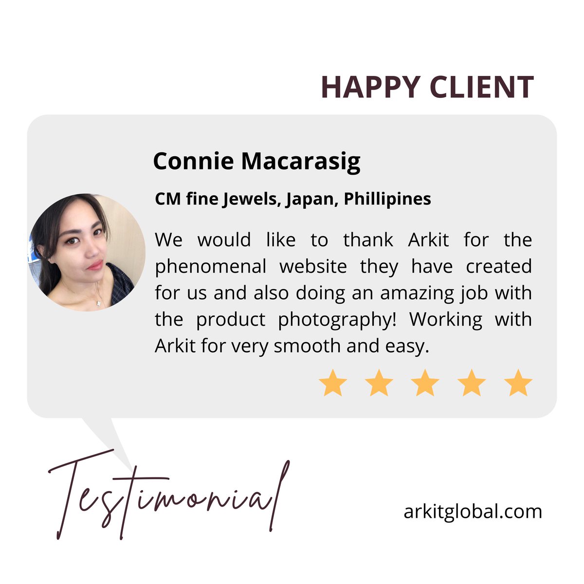 arkitglobal's tweet photo. At Arkit we believe in nothing except providing the best value and service to our clients which is why our clients trust us with their work.
Today we would like to share this testimonial we received from one of our good clients. We helped them in designing their #jewelry #website https://t.co/OUFHyswbRZ