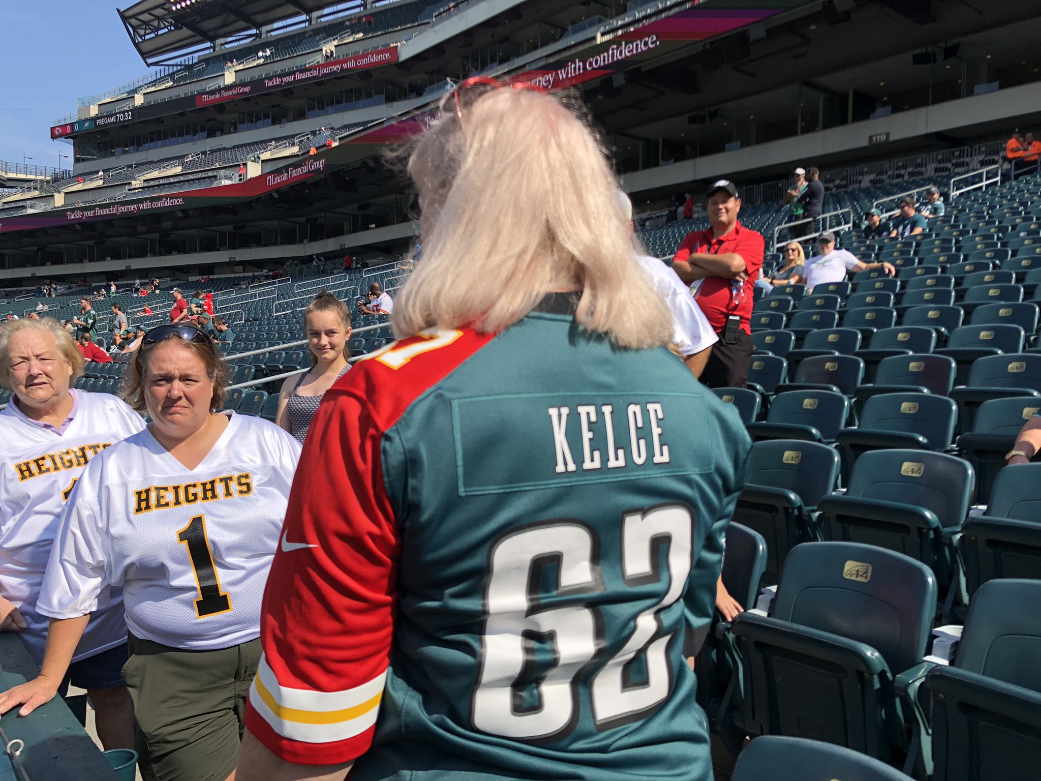 Mother of Travis, Jason Kelce rocks Chiefs-Eagles mashup jersey