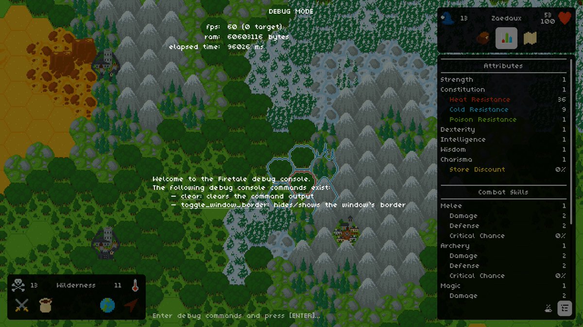 lukehollenback's tweet photo. A few more enhancements to the debug console. Mostly aesthetic. Can move wherever you want when it is open, though.
#firetale #indiedev #gamedev #devtober https://t.co/zQojQuapjD