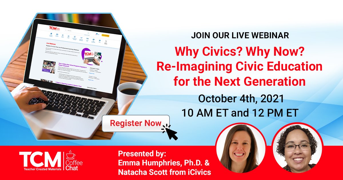 tcmpub's tweet photo. Join our live coffee chat tomorrow as @GatorCitizen and @natacha_scott from @icivics dig into the research-based connections between civics knowledge and reading comprehension. Register now: 10 AM ET: https://t.co/Vj6pIFCmb5 or 12 PM ET: https://t.co/qRSeFzaFZa

#TCMunited https://t.co/V9B8FBfAlI