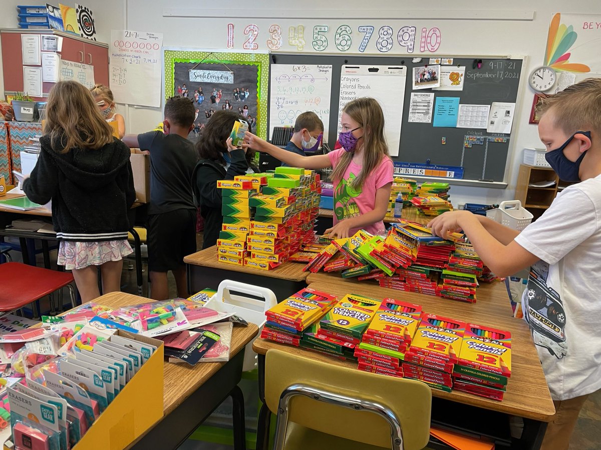 Faculty, students, and community members from Lincoln collected school supplies and shipped 9 large boxes (over 450 pounds) to Bayou Community School in Louisiana who was closed for weeks due to power outages and destruction from Hurricane Ida. ⁦⁦⁦⁦@KCS_District⁩