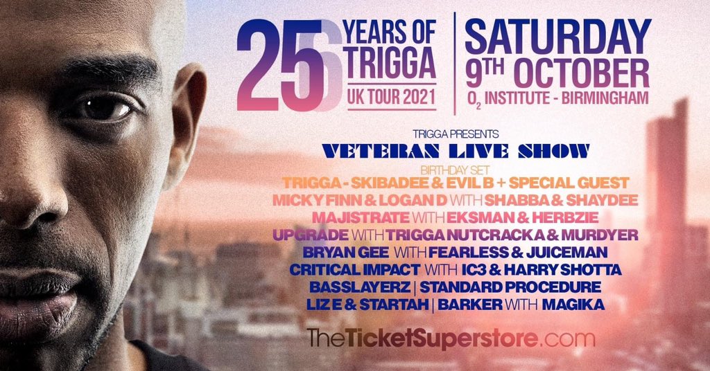 25 years of Trigga next Saturday 9th October at the o2 Institute Birmingham .. Get yah tickets here 👀 theticketsuperstore.com