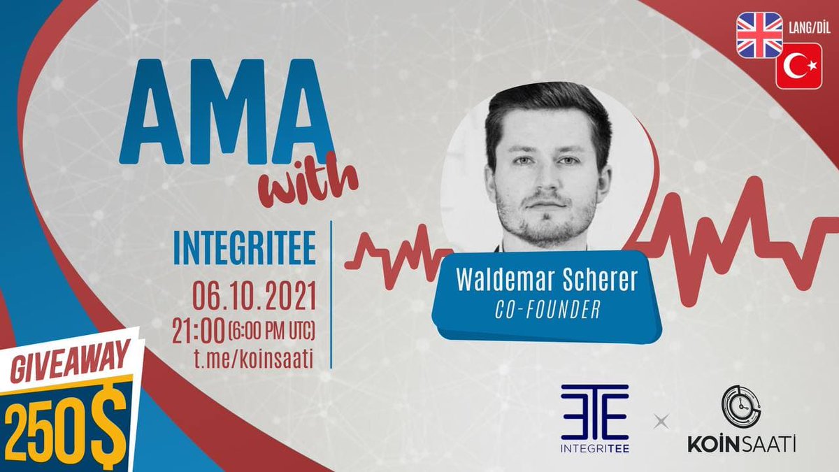 KoinSaati (@koinsaati) on Twitter photo We will host an #AMA with Integritee (<a href="/integri_t_e_e/">Integritee Network</a>) 6th October at 6PM UTC.
To participate in 250$ giveaway pool, you should:
- RT this
- Ask question at the event
- Follow: <a href="/KoinSaati/">KoinSaati</a>, <a href="/Braatuu/">Bratu</a>, <a href="/integri_t_e_e/">Integritee Network</a>
Group Link: t.me/koinsaati We will host an #AMA with Integritee (<a href="/integri_t_e_e/">Integritee Network</a>) 6th October at 6PM UTC.
To participate in 250$ giveaway pool, you should:
- RT this
- Ask question at the event
- Follow: <a href="/KoinSaati/">KoinSaati</a>, <a href="/Braatuu/">Bratu</a>, <a href="/integri_t_e_e/">Integritee Network</a>
Group Link: t.me/koinsaati