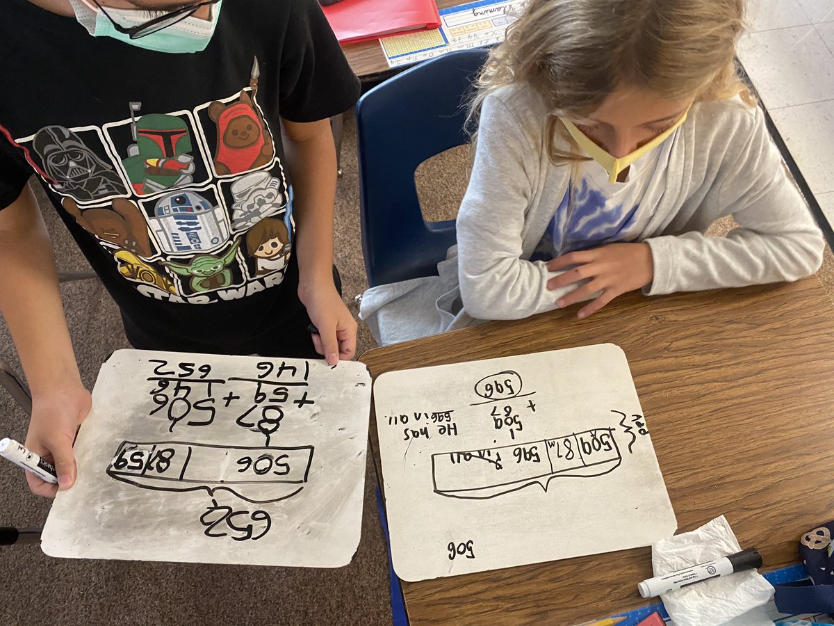 MrsChangGrove's tweet photo. Working with partners to practice real-world, multi-step story problems with bar modeling. #math #ProblemSolving #BarModels #PartPartWhole or #ComparisonBars #SeeTheStudent220 @GroveAve220 https://t.co/As7QfY0tyH