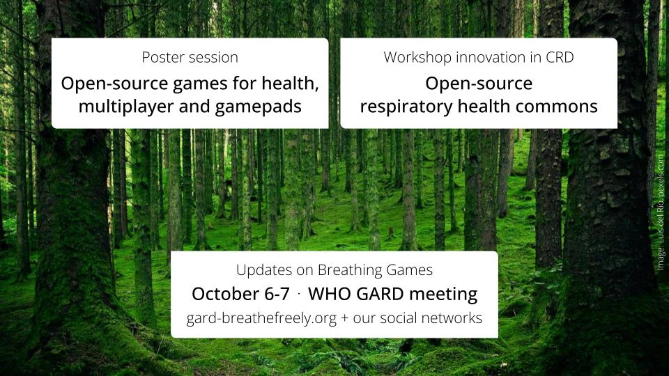 On October 6-7, at the Global Alliance against chronic Respiratory Diseases, we will present a dozen projects communities can adapt, repair, reproduce for low cost respiratory care. Keep in touch! 😀 

#asthma #cysticfibrosis #copd #opensource #gamesforhealth @GARDbreathe