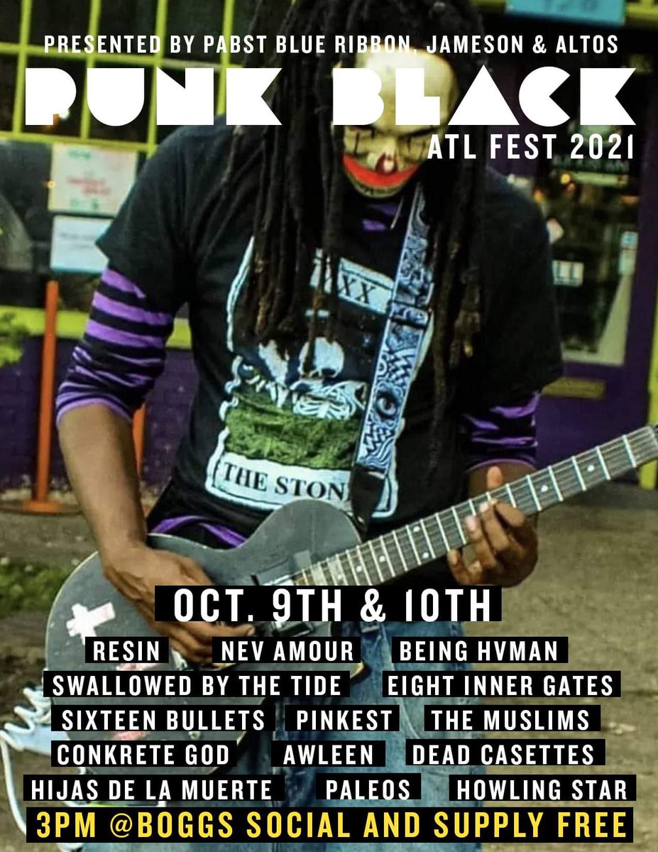 punkblackdotcom's tweet image. We kick off the Punk Black ATL fest Oct 9th with guitar shredder Resin at 4pm! Doors at 3pm, see you Saturday!