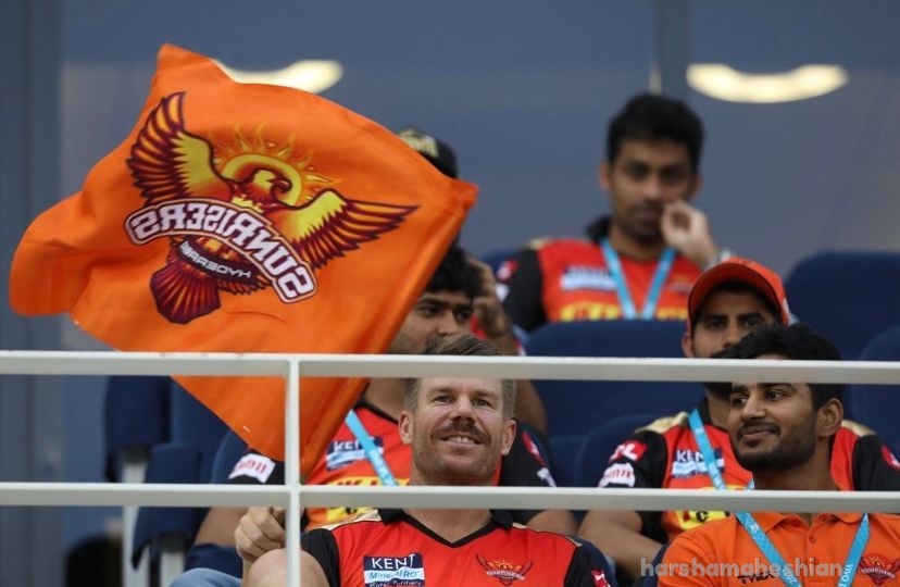 Harshamaheshian's tweet photo. This man is  always there to support his team 
Weather he was playing or not it's not a matter for him 
But we want him #BringBackWarner @davidwarner31  @SunRisers https://t.co/h6VssJ7orH