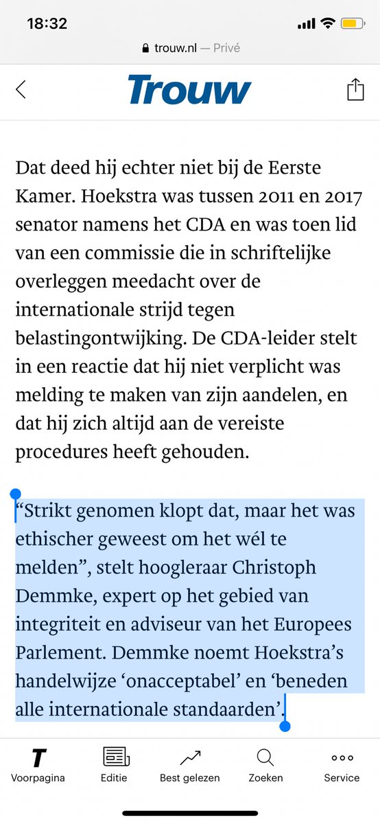 Jurjenvdb's tweet photo. Kijk, @wbhoekstra heeft zich rijkgesywert: “hoogleraar Christoph Demmke, expert op het gebied van integriteit en adviseur van het Europees Parlement, noemt Hoekstra’s handelwijze ‘onacceptabel’ en ‘beneden alle internationale standaarden’. #overdatum https://t.co/M2vpwWnouq https://t.co/A195rqZujR