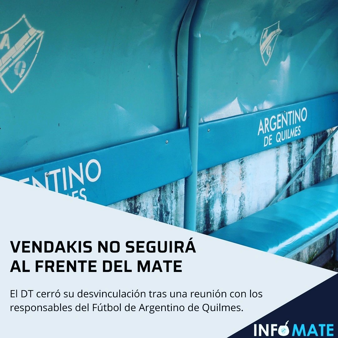IMate1899's tweet photo. #AHORA | Se terminó el ciclo de Jorge #Vendakis en #ArgentinoDeQuilmes

⚽Tras la goleada de visitante por 7-2 frente a #Flandria, el experimentado técnico acordó su desvinculación con la dirigencia Mate. 

Resta esperar que se publiquen los términos del acuerdo. https://t.co/xvqMGRoaTL