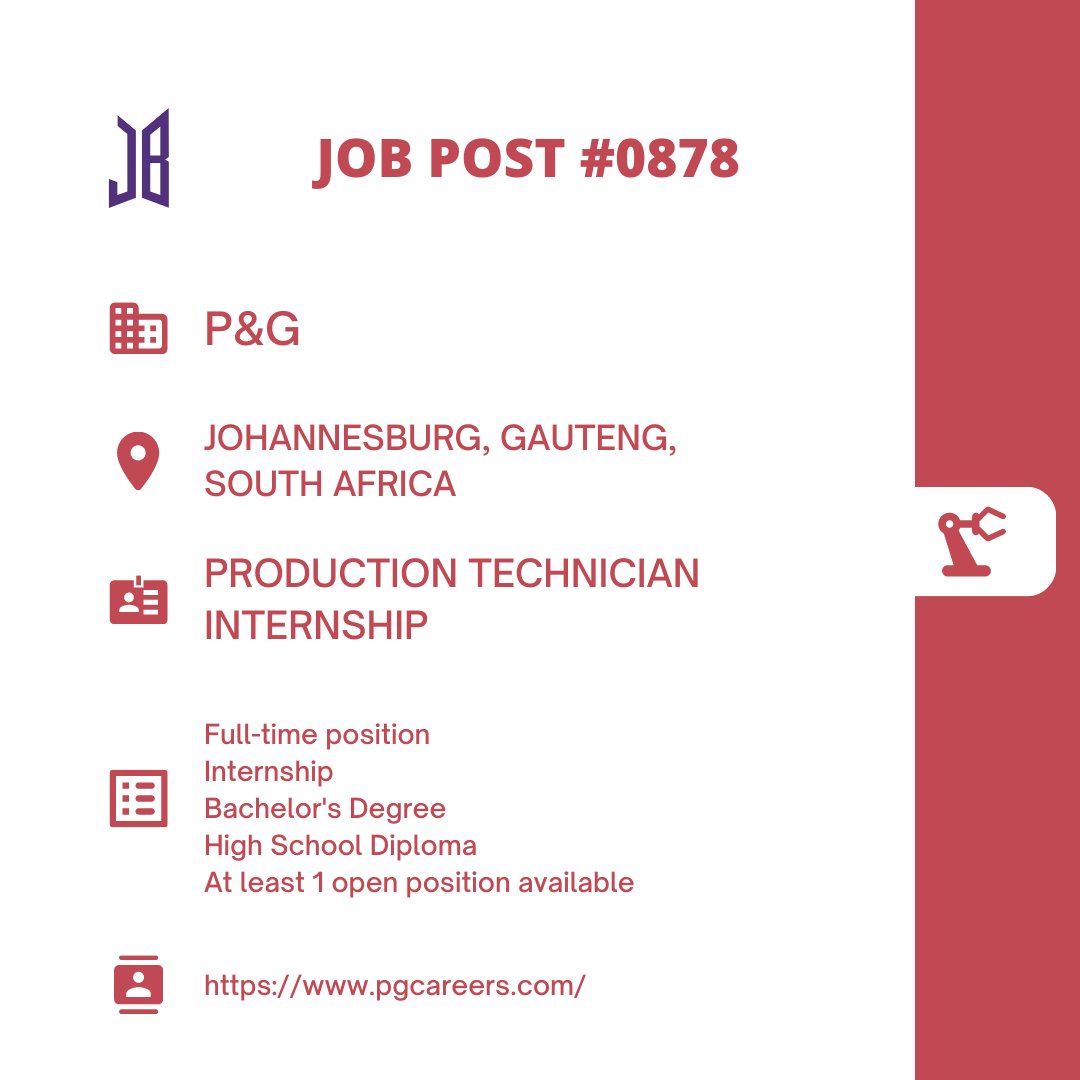 BTSARMYJobBoard's tweet photo. #BAJBSouthAfrica #BAJBInternshipJP
Johannesburg, Gauteng, South Africa
https://t.co/1qttwd2Wb8
#BAJBManufacturing
ARMYs, kindly contact the job poster / hiring party directly for more information. βΊοΈ
Good luck! π https://t.co/uQAruONjjs