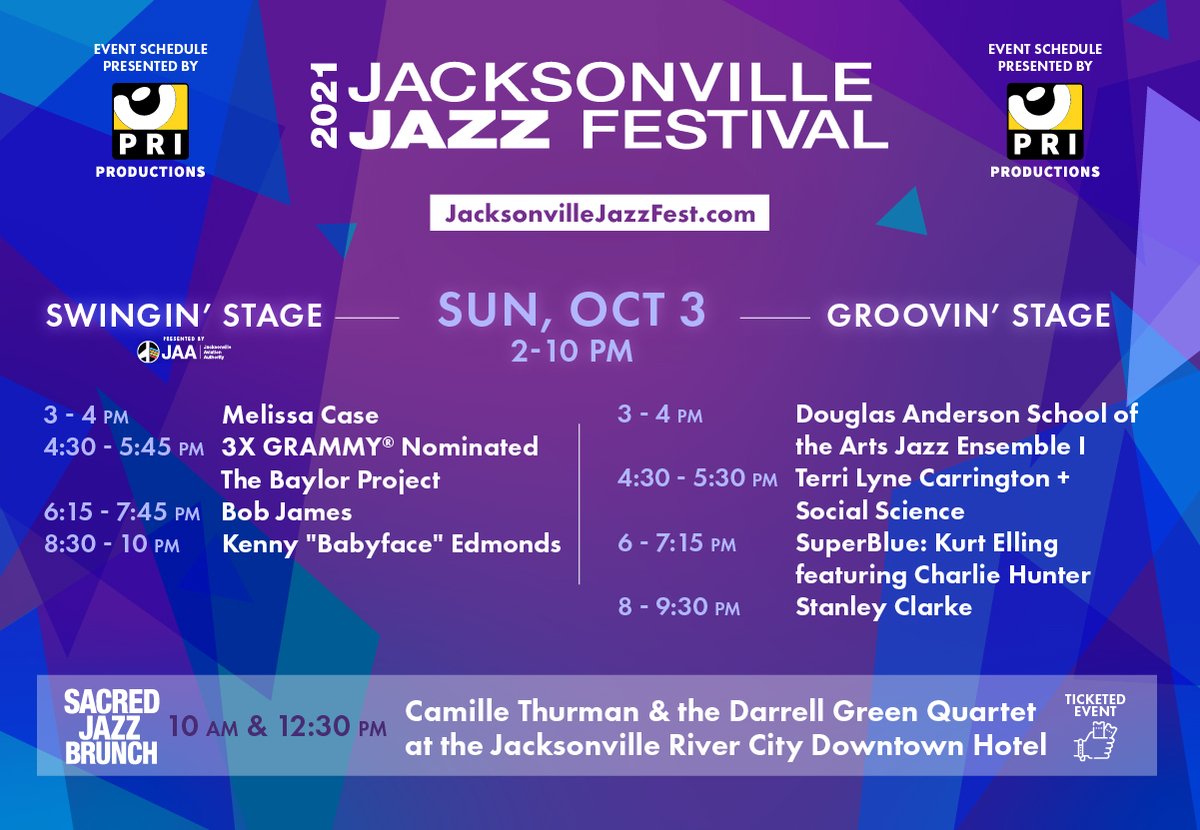 JaxJazzFest's tweet image. It may be the last day of the 2021 #JaxJazzFest, but it's not over yet! Gates open at 2pm!
