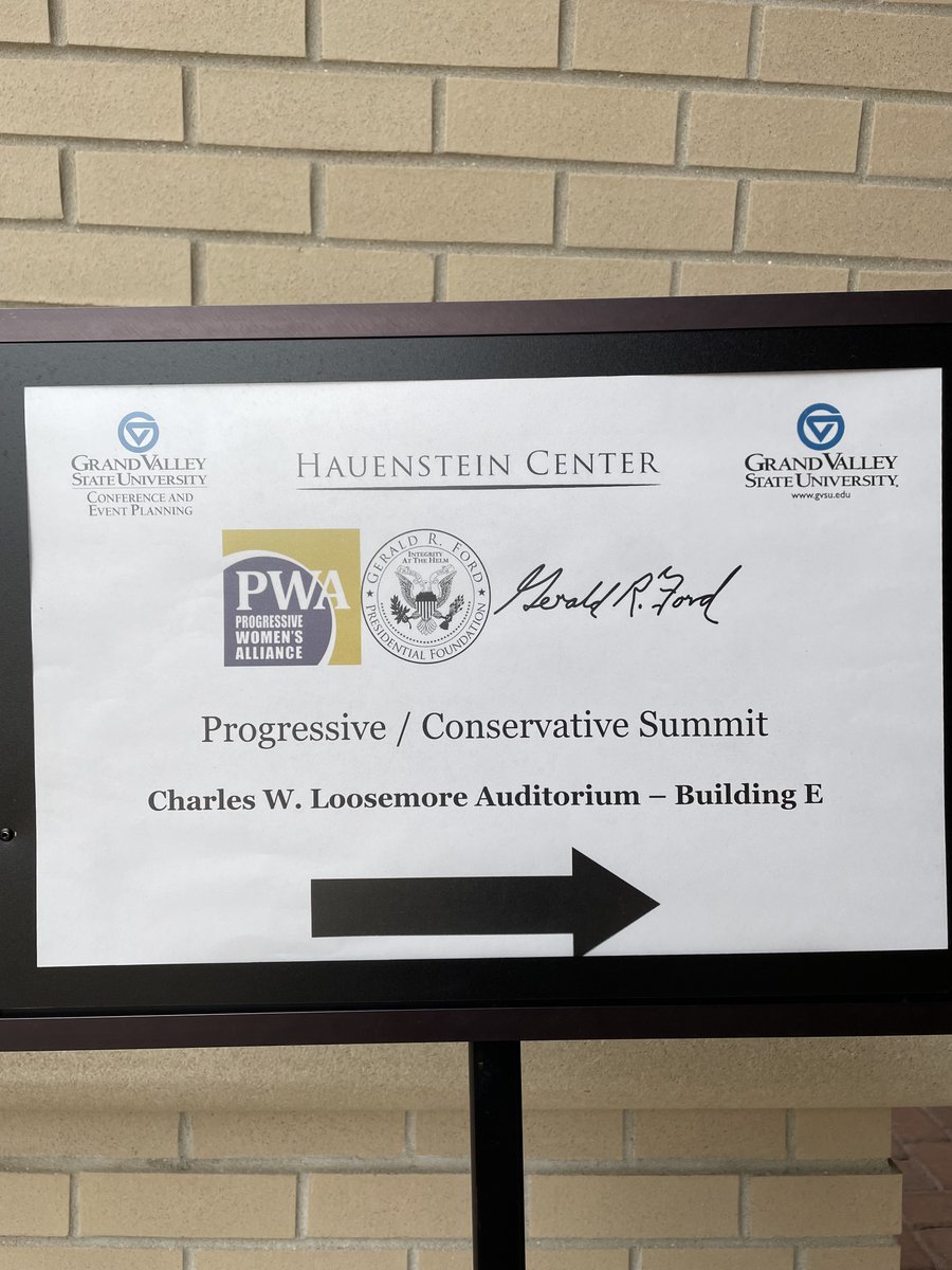 PWA_WMI's tweet photo. A weekend of civil, engaging debate. PWA was proud to again co-sponsor the Annual Progressive - Conservative Summit @HauensteinGVSU with the Pres. Ford Museum. Excellent discussions by @janecoaston, @DavidAFrench, @mattyglesias, local leaders. https://t.co/1SdHPaz97m