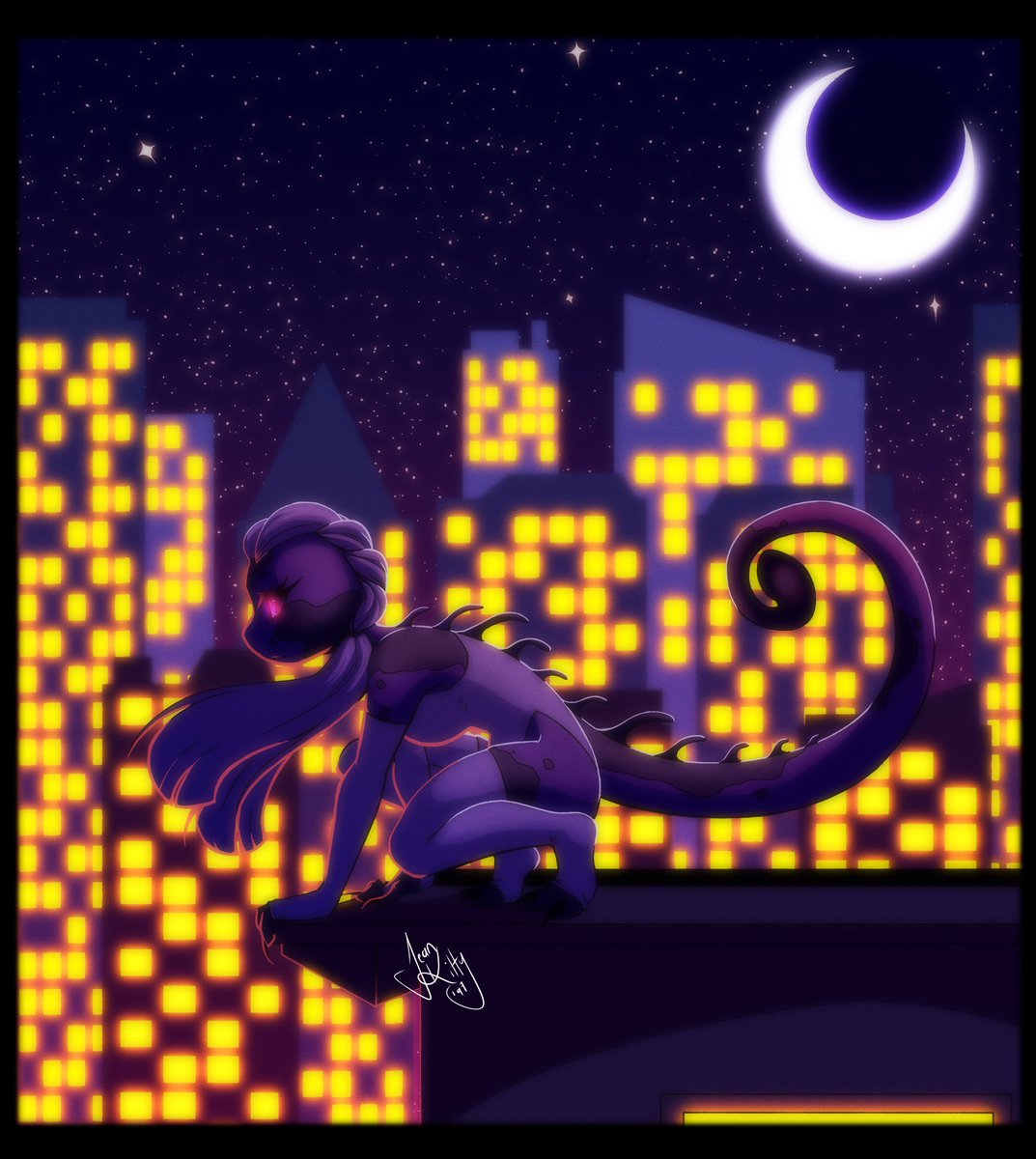 CatStudly's tweet photo. Did this pic a while ago.. But its my cover image...
She's my tmnt oc Zee chilling on a rooftop..
#tmnt #tmntoc #anthroart #anthrolizard https://t.co/ZdloiIzI9D