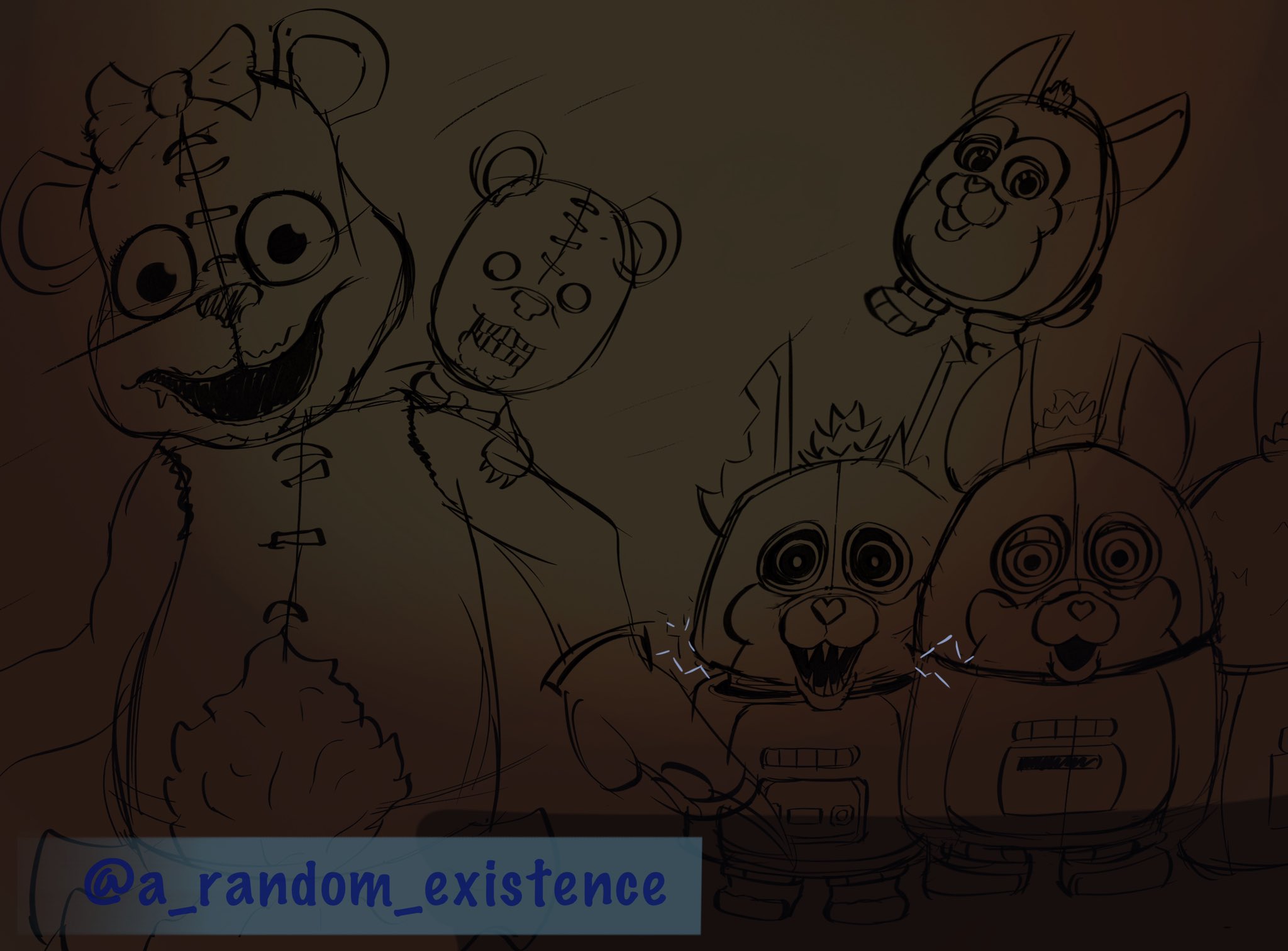 A random existence on X: The mama's that are looking after you A dark  deception and Tattletail drawing 2 in 1 that came out pretty solid  especially sense I was able too