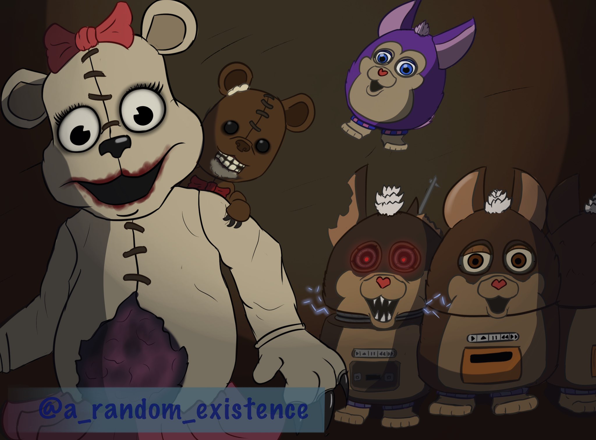 A random existence on X: The mama's that are looking after you A dark  deception and Tattletail drawing 2 in 1 that came out pretty solid  especially sense I was able too
