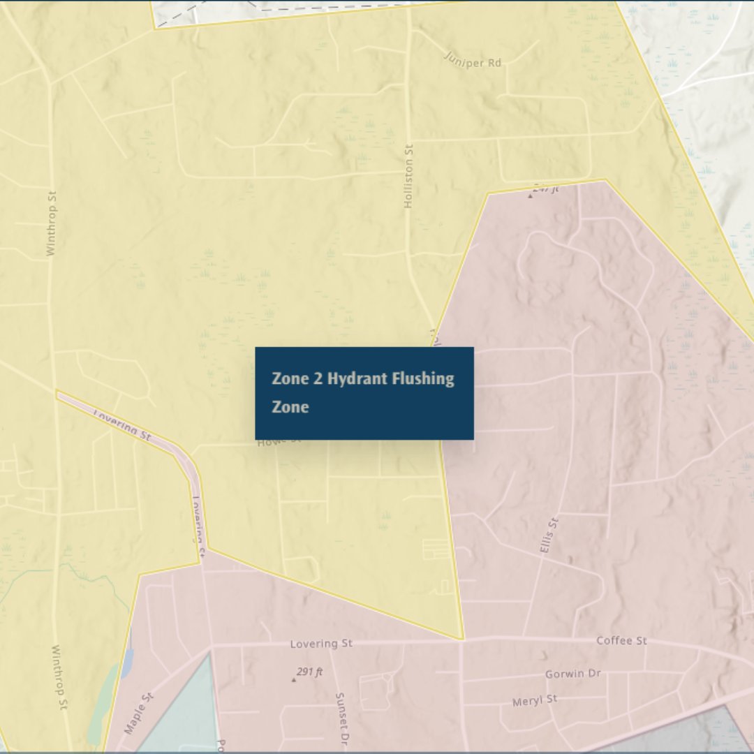 TownofMedway's tweet photo. Hydrant flushing in Zone 2-1 will start on Sunday, October 3 at 9:30 p.m. and last until 5:00 a.m. A street listing of Zone 2 can be found on this map: https://t.co/8gIY76swPm https://t.co/t5hRypfquz