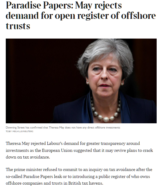 Tom___Scott's tweet image. Despite a promise by David Cameron to clamp down on tax havens, the Tories have since refused to push through open registers of beneficiaries of offshore trusts - the main instruments used to hide dirty money.

This has very much pleased certain Tory donors.

#PandoraPapers