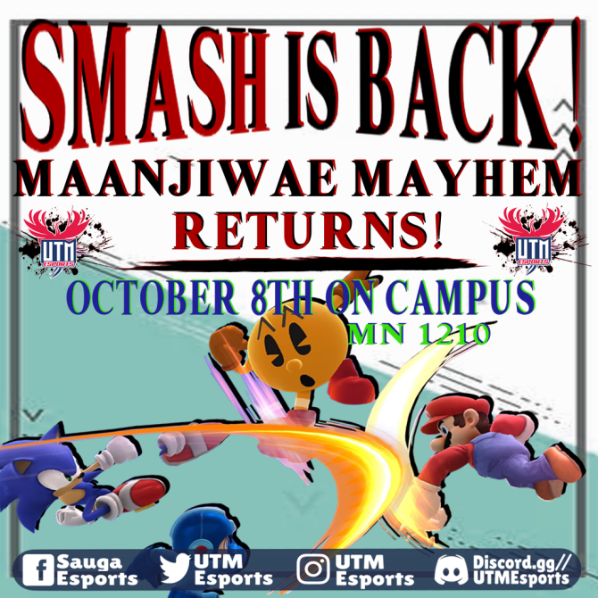 UTMEsports's tweet photo. UTM Esports Smash Events are back!!!! 

Our first in-person club event since March 2020 will be THIS FRIDAY in the MN building on campus! For more information, please join our server:
https://t.co/r9780VP1Lg

Can't wait to see you all there! 🥳 https://t.co/j7134oxAL1