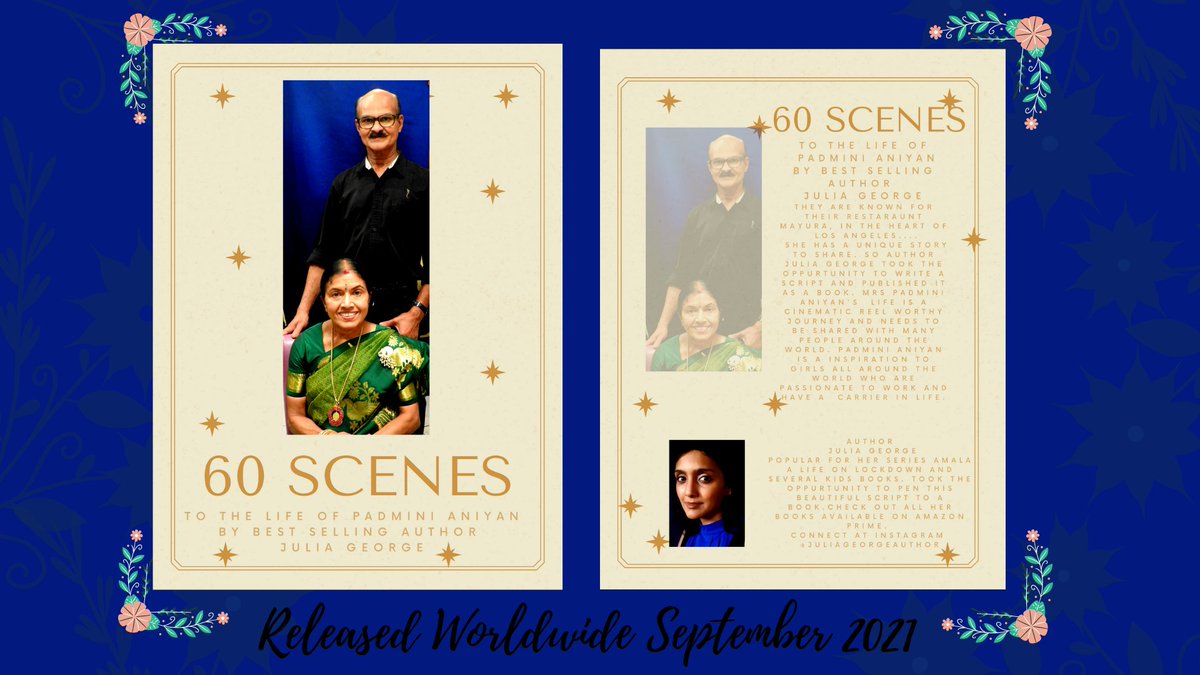 jg_ventures's tweet photo. Hey, Announcing my next book titled 
"60Scenes-TothelifeofMrs. Padmini Aniyan
https://t.co/HR08NOg2JX
#kindlebooks
#mayurahotel
#juliageorgeauthor
#padminianiyan
Watch the candid interview i had with the couple. https://t.co/06y2vBdmG5
Promotions:
https://t.co/L7qJMFZLUB https://t.co/IcNV1pVJss