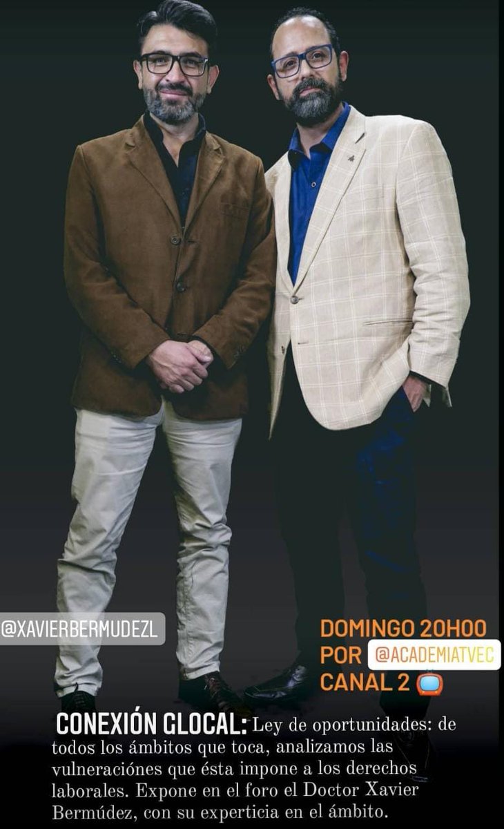 !Gracias! Querído <a href="/andresugaldev/">Andres F. Ugalde V.</a> por la invitación. Hoy les esperamos a las 20:00 por Canal 2📺 <a href="/Academiatvec/">AcademiaTV</a> para tratar sobre: #LeyCreandoOportunidades.