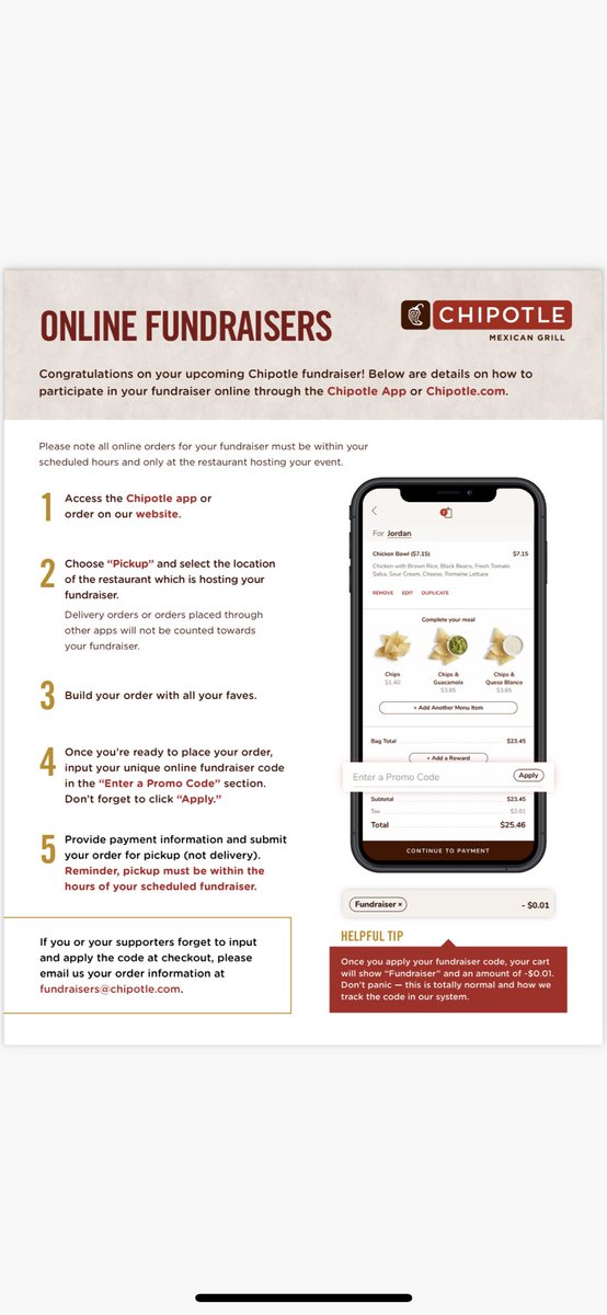 TOMORROW!!

Come to the East longmeadow chipotle between 5:00 &amp; 9:00 to support WNE women’s basketball!

Show this flyer or use our fundraiser code if ordering online: EXR9WX4 . See photo #2 for online ordering directions!

See you there!🐻🏀