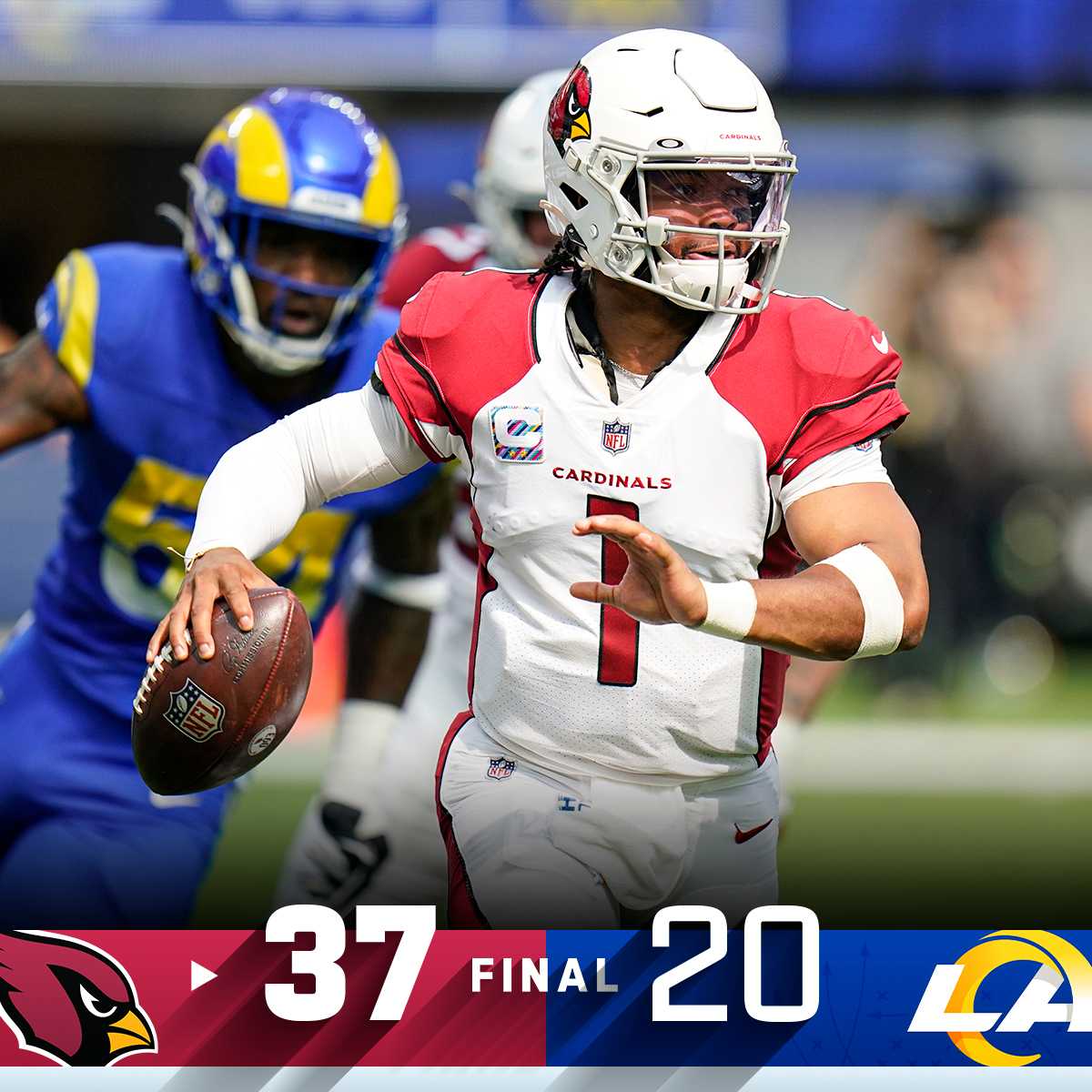 NFL's tweet photo. FINAL: @AZCardinals remain unbeaten! #RedSea #AZvsLAR https://t.co/VXcpAQNyxr