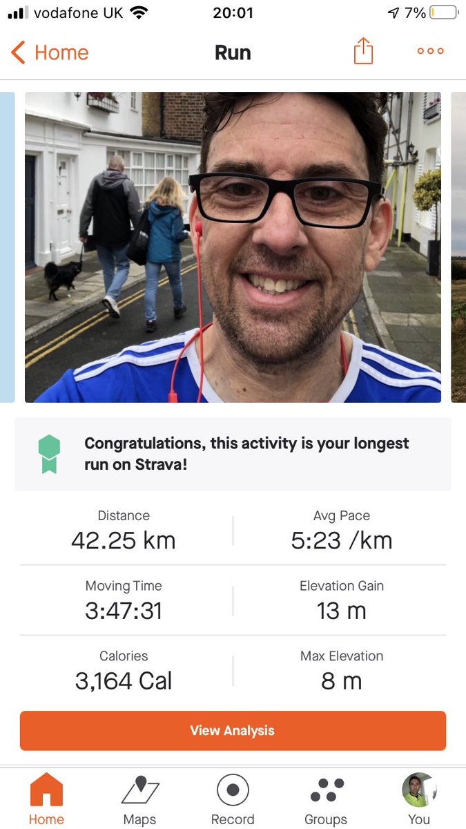 IanFremaux's tweet photo. 38 years after my first half in Colchester, delighted to have my first marathon in the bag. Virtual #londonmarathon https://t.co/yOA88wZxg6