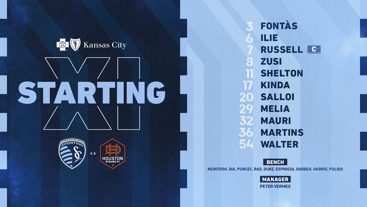 SportingKC's tweet image. 3 p.m. on the dot, this is the XI to kickoff.

#SportingKC | @BlueKC