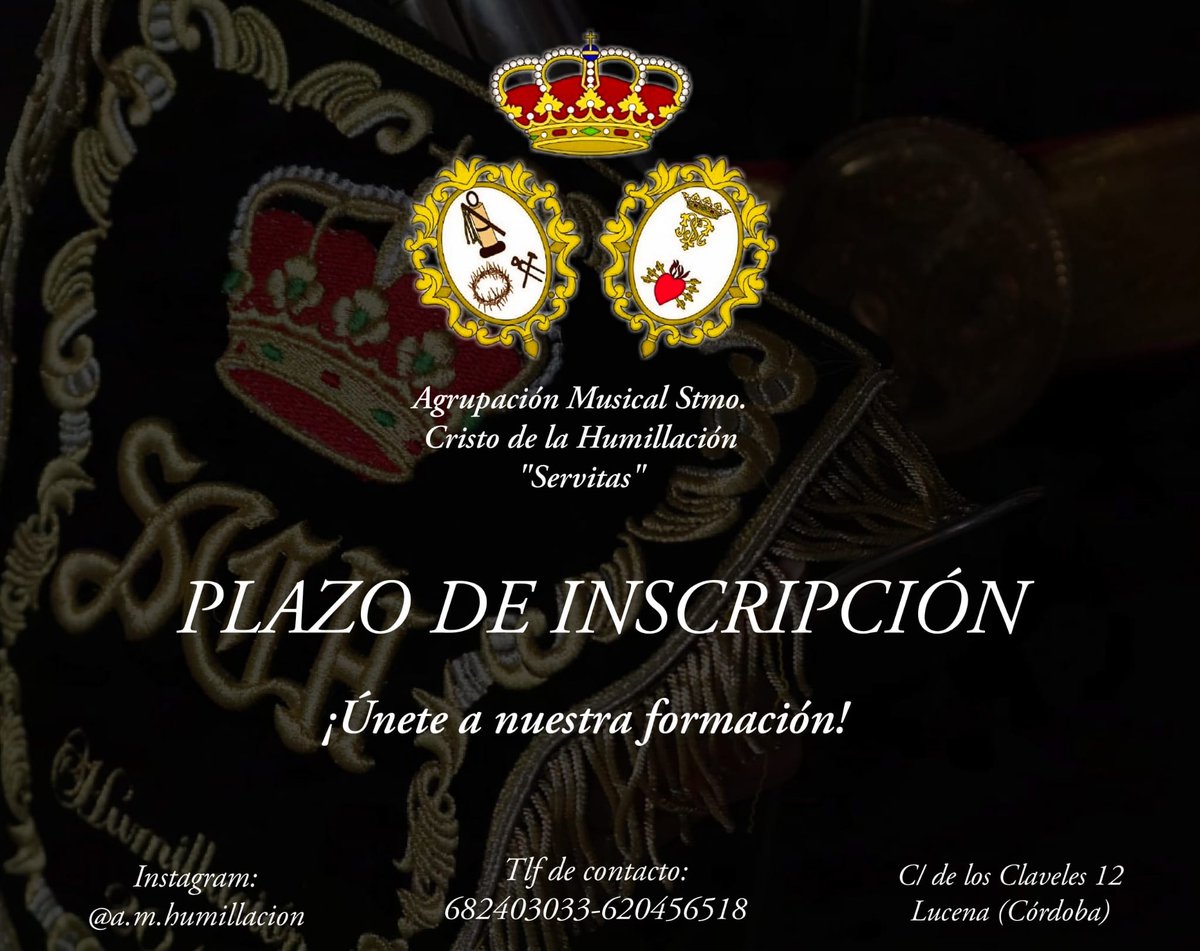 AM_Humillacion's tweet photo. 🎼 Únete a esta gran pasión que es la música cofrade.

Desde el pasado mes de septiembre, nuestra agrupación cuenta con el plazo de inscripción abierto.

No desperdicies la oportunidad y forma parte de la familia servita.

#laMúsicadelosServitas
#VivirporunSueño https://t.co/DBXZUgggDB