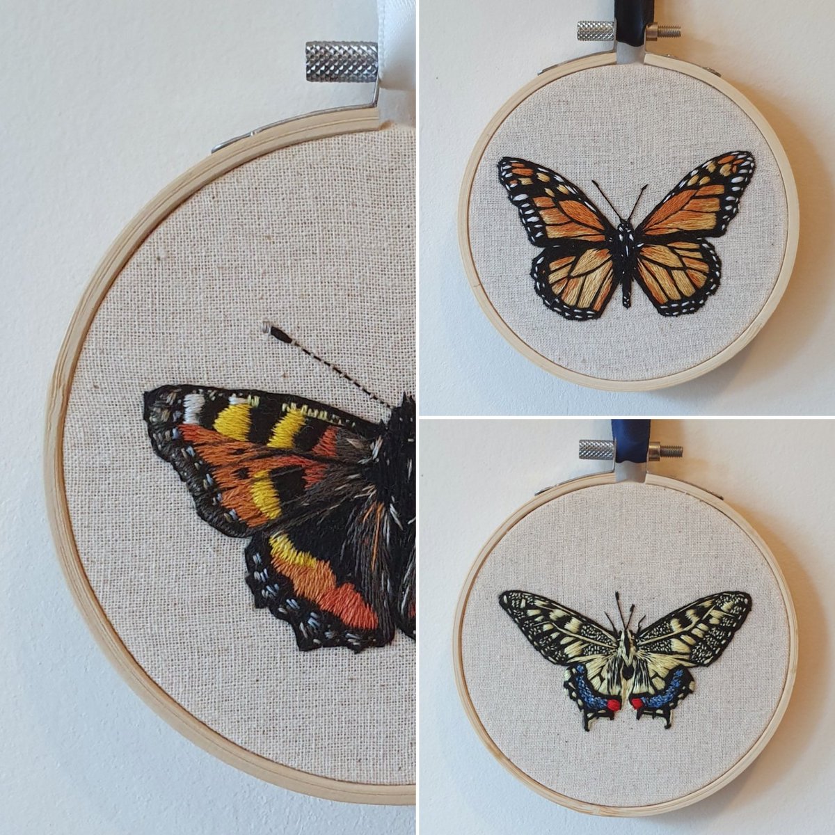 Still some completed butterflies left in shop - lots of Autumn colours going on with those ones 🍂  #HandmadeHour
annabilykartist.etsy.com 
#butterflies #butterfly #embroidery #etsy #art #ArtistOnTwitter #supportsmallbusiness #Creative #nature