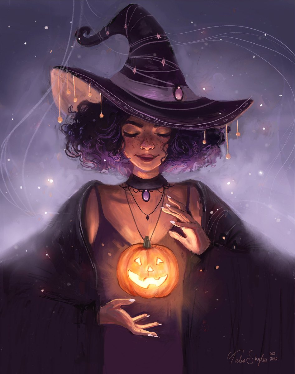 saphiraas's tweet image. hiii #drawingwhileblack I’m Talia! I love painting magical portraits 💛✨