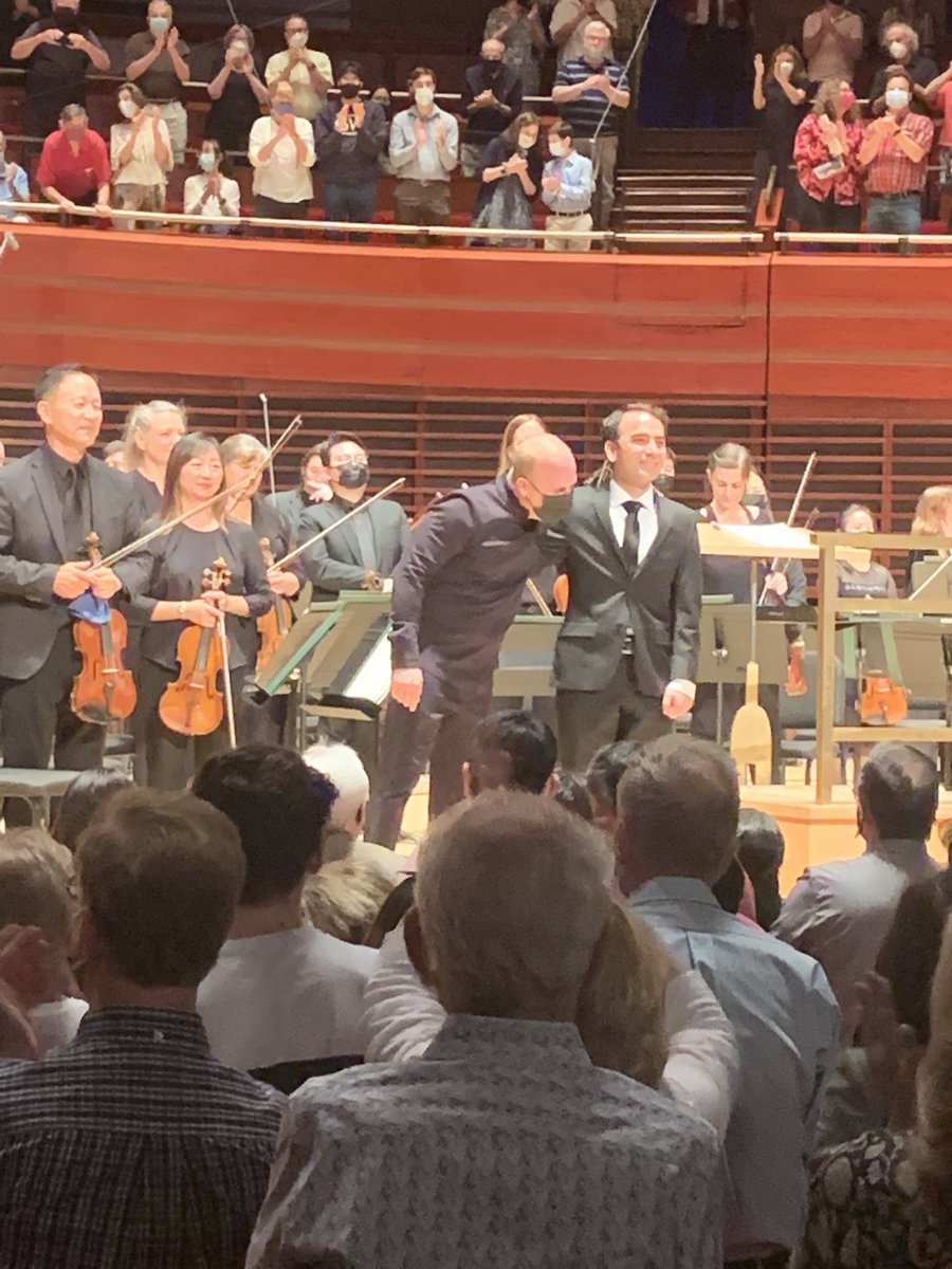 Maestro @nezetseguin warmly greets composer <a href="/ImanHabibi/">Iman Habibi</a>, whose Jeder Baum Spricht was finally heard by a live Philadelphia audience.
