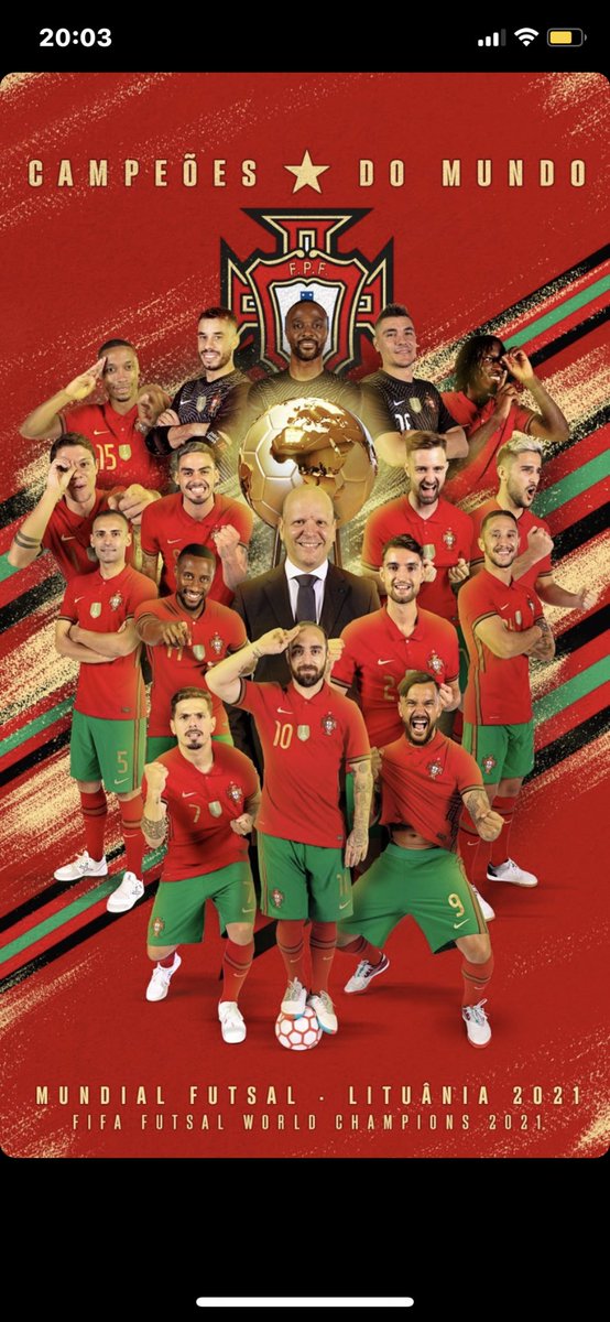 Parabéns <a href="/selecaoportugal/">Portugal</a> somos campeões do mundo de futsal 🏆