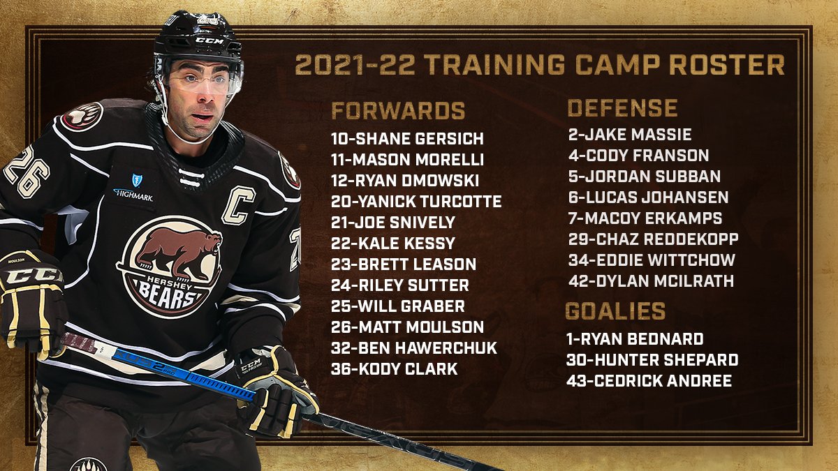 Hershey Bears announce Training Camp roster