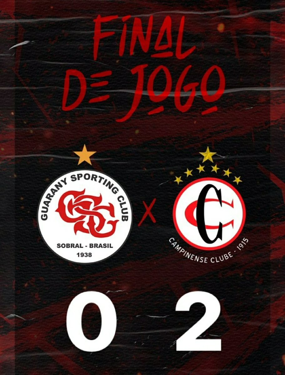 GuaranySClub's tweet photo. Fim de papo !

Com resultado, Guarany se despede da Série D.

Guarany 0x2 Campinense.

#GSC https://t.co/MYfnxV2FOE