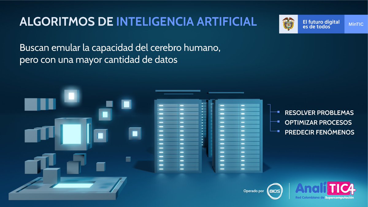 Transforma_Dig's tweet photo. La Inteligencia Artificial #IA es la combinación de algoritmos con el propósito de modelar procesos de razonamiento para extraer conclusiones, hallar relaciones ocultas entre elementos hasta predecir tendencias. Estos algoritmos requieren de una capacidad de #Supercomputación https://t.co/BVMYi52EbN
