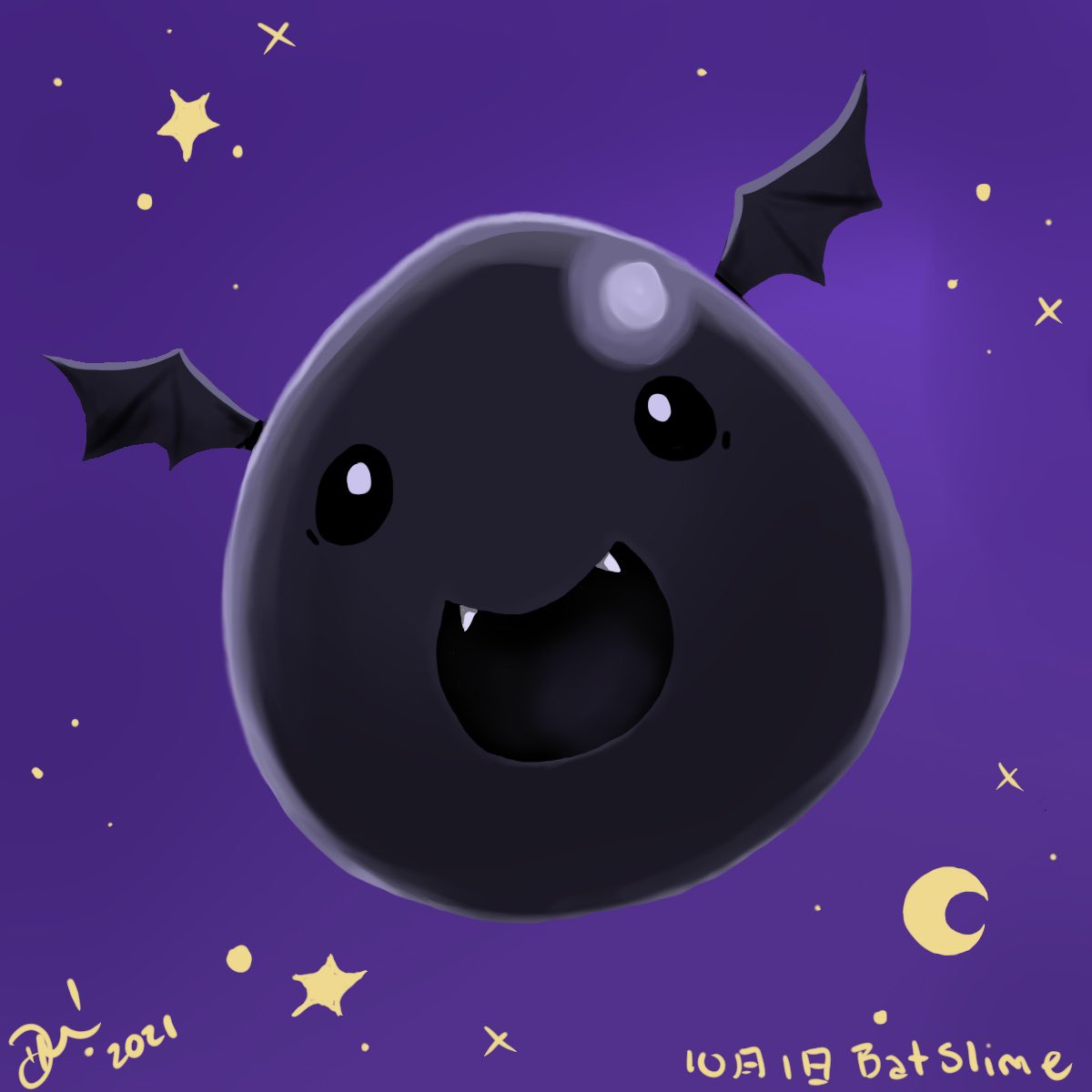 DiHA_Artwork's tweet photo. @monomipark posted a #slimetober prompt list and I can’t not. #battyslime https://t.co/10EbEHvHRL