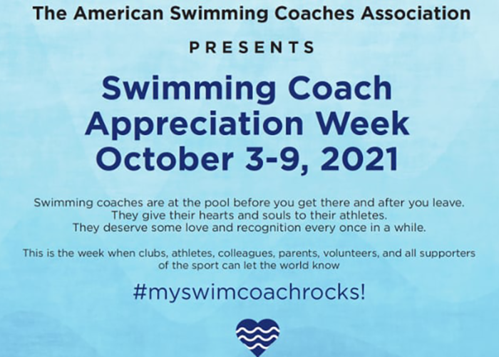 SwimmingWorld's tweet photo. ASCA Presents Swimming Coach Appreciation Week  October 3rd-9th - https://t.co/LMH0OHldzq @AscASwim https://t.co/cTOMbG8Qro