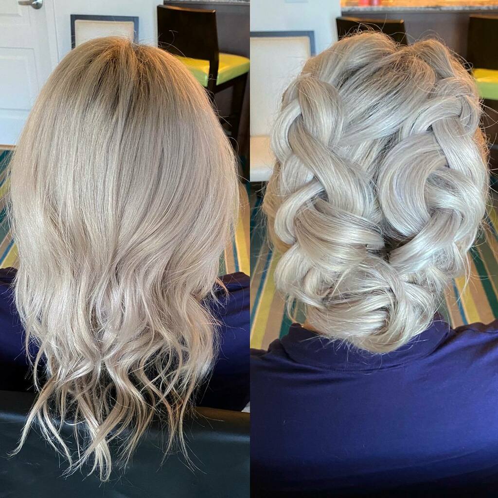 KellGraceDesign's tweet photo. Before and after. No hair extensions added!  Done in minutes! 💗 Become KellGrace certified in Updo Techniques by taking an updo class with me! 💗 I travel to salons, hair shows, host in my salon, and zoom classes!  Contact my manager at cathy@kellgrac… https://t.co/hHellvE6AR https://t.co/5b4qRgW1Rm