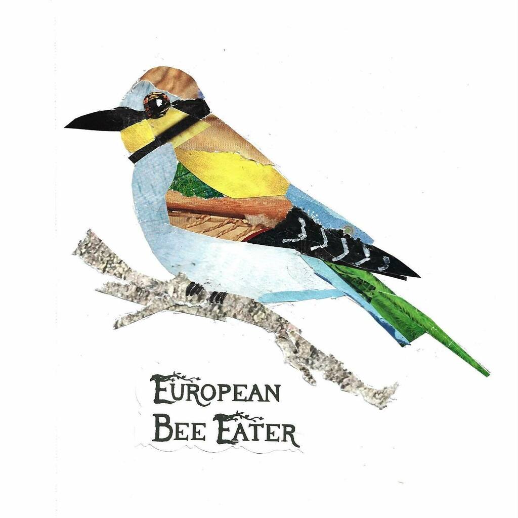 #EuropeanBeeEater #Birdtober Day 3 #birdtober2021 #bird #papercollage @aholmesartstudio